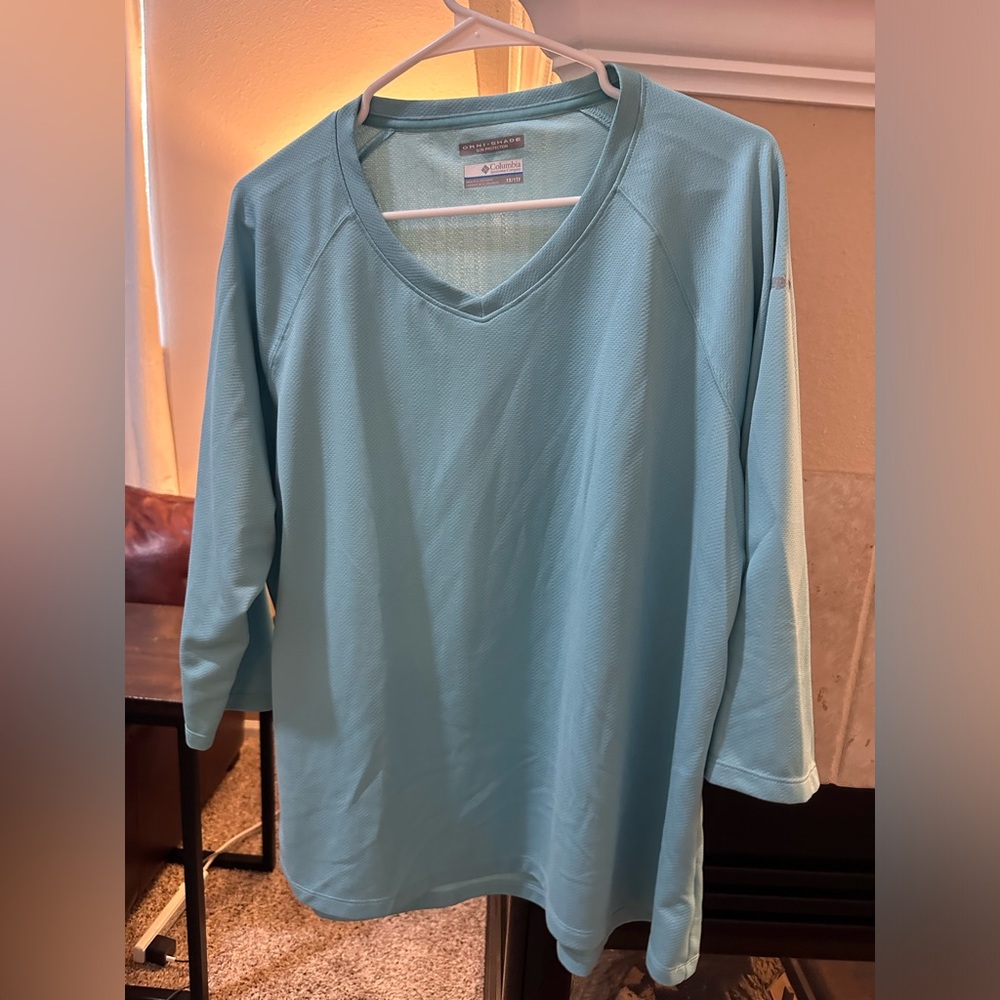 Columbia Omni Shade Sun Protection short sleeve tee light blue size 1X NWOT